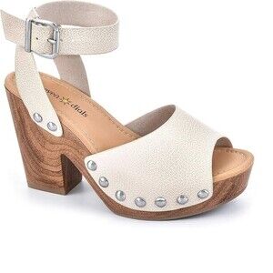 Seven Dials Womens 7.5 M Off White Calgary Platform Block Heel Sandals NIB WJ4